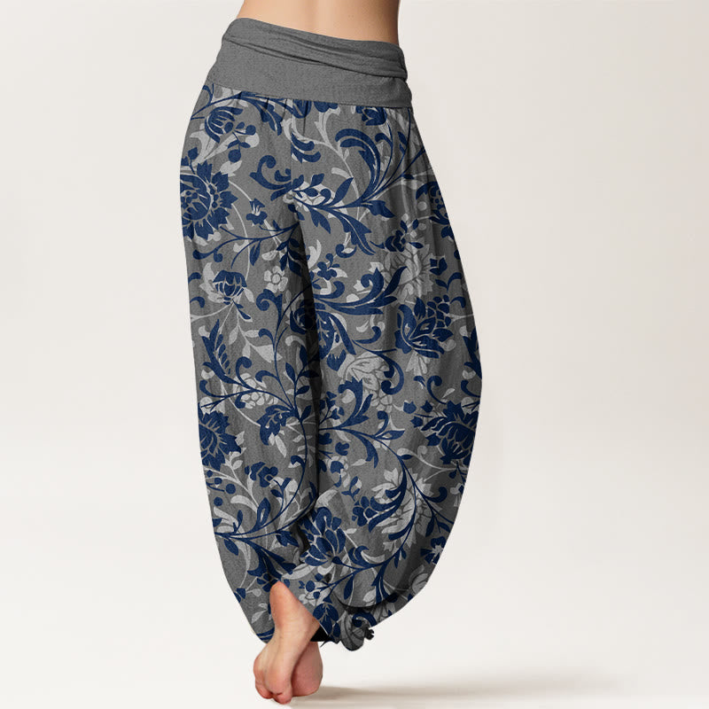 Buddha Stonesコットン 控えめな高級感 花つる柄 レディース 伸縮性ウエスト ハーレムパンツ - image 6