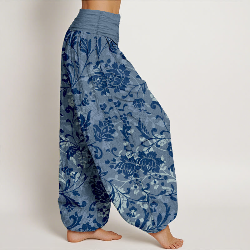 Buddha Stonesコットン 控えめな高級感 花つる柄 レディース 伸縮性ウエスト ハーレムパンツ - image 10