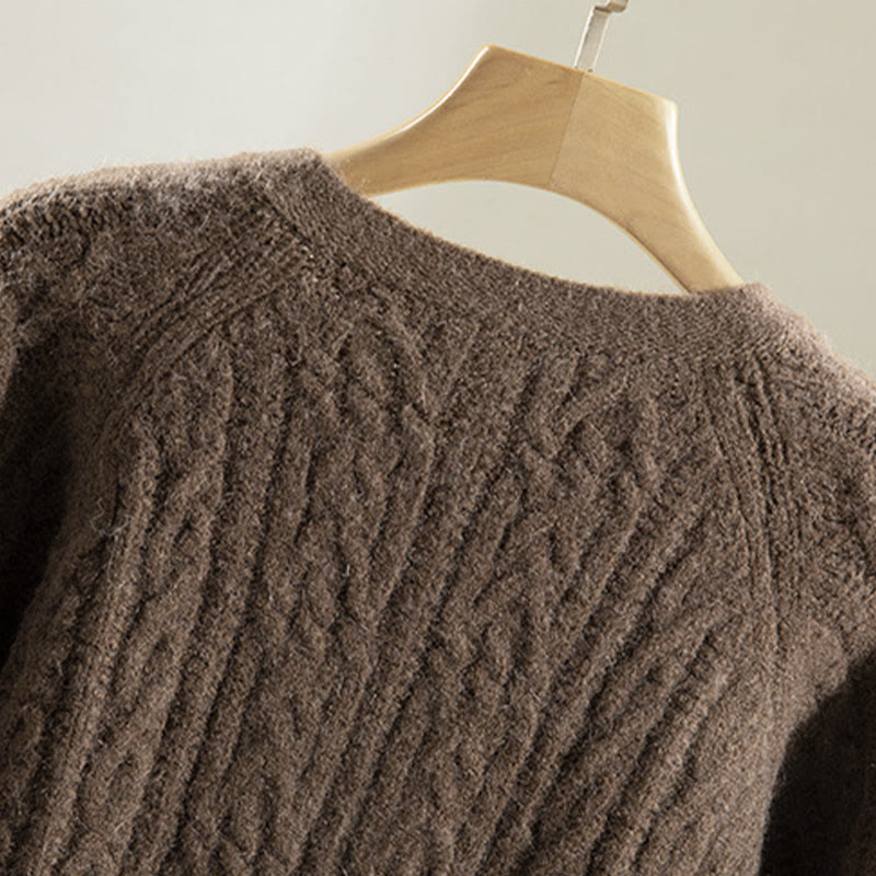 Buddha Stonesカジュアル 冬 ツイストボタンデザイン コットン レディース 長袖 ニットカーディガン - image 5