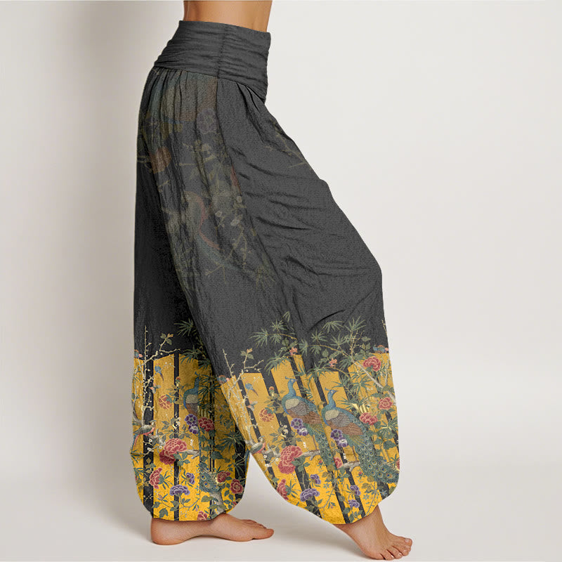 Buddha Stonesコットン ゴージャス ピーコックフラワー柄 レディース 伸縮性ウエスト ハーレムパンツ - image 7