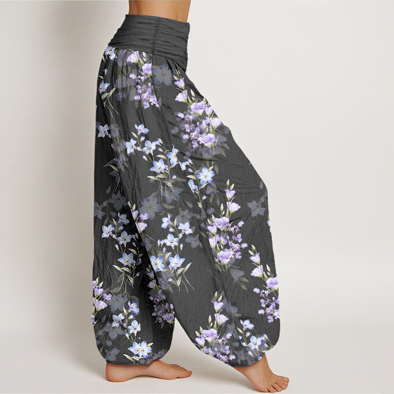 Buddha Stonesコットン 星型 トランペット型 花柄 レディース 伸縮性ウエスト ハーレムパンツ - image 2