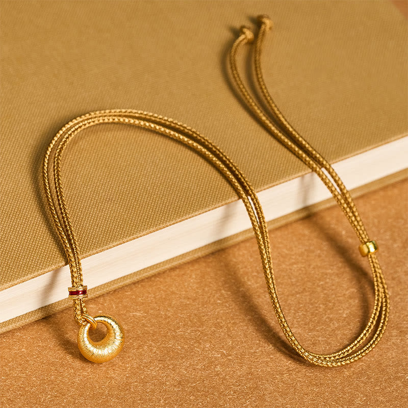 Buddha Stones24K 金メッキ 銅製平和のお守りチャームテクスチャ 富のネックレス ペンダント - image 11