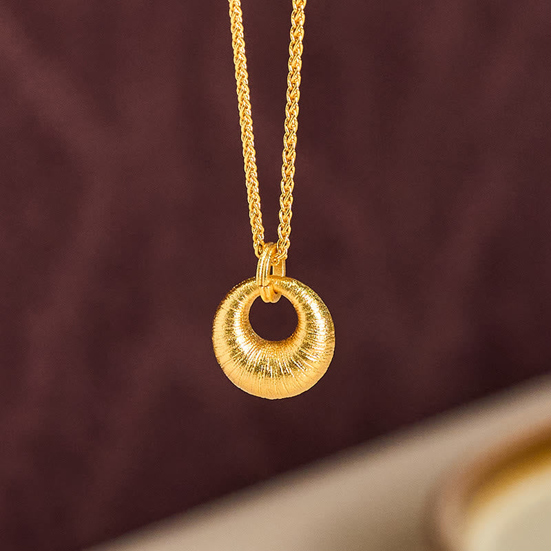 Buddha Stones24K 金メッキ 銅製平和のお守りチャームテクスチャ 富のネックレス ペンダント - image 2