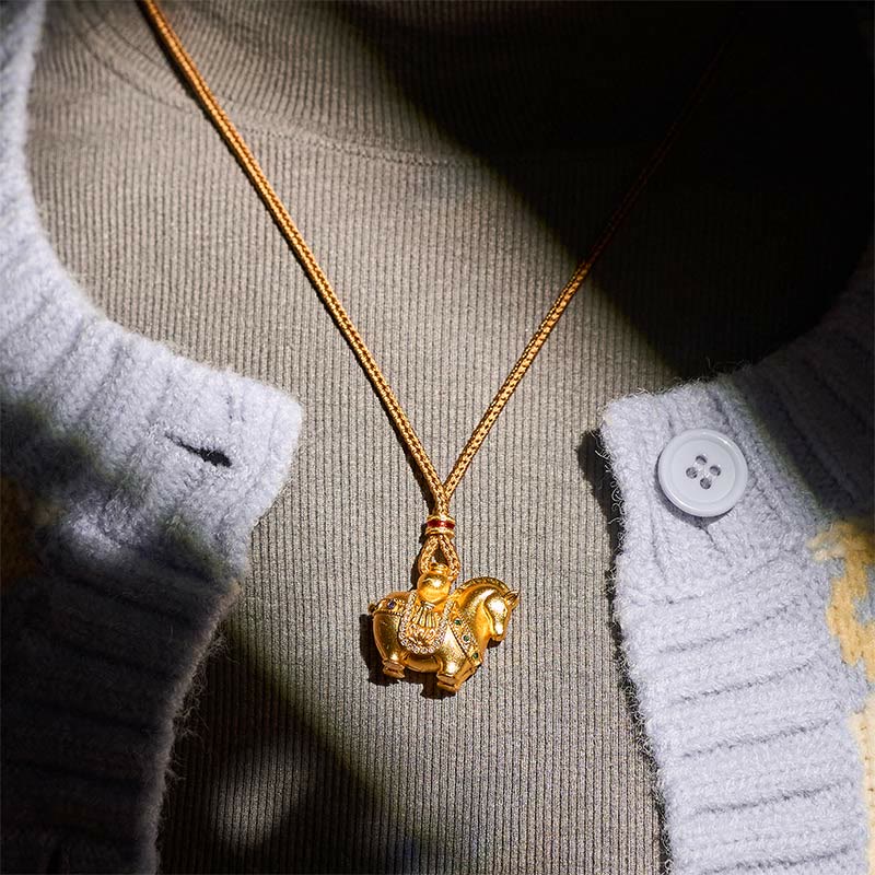 Buddha Stones馬年 24Kゴールドメッキ 真鍮ロープコードネックレスペンダント - image 14