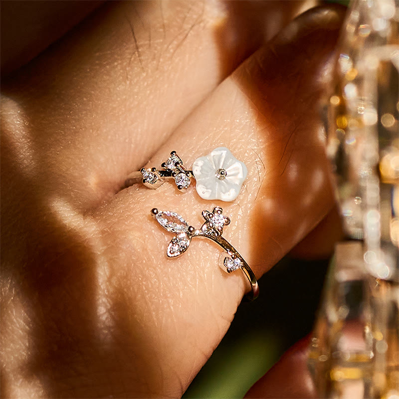 Buddha Stonesホワイトフラワーデザイン 調節可能なヒーリング銅リング - image 18