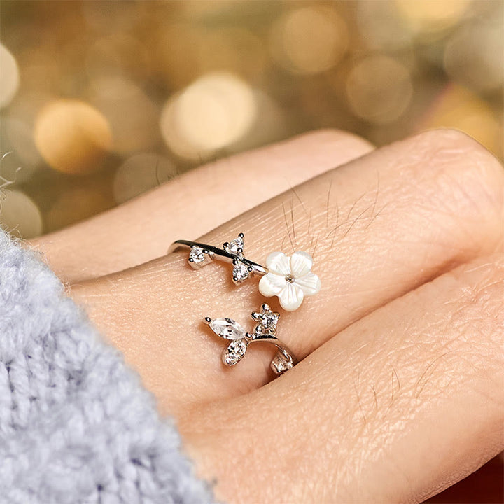 Buddha Stones925スターリングシルバー ホワイトフラワーデザイン 調節可能な良縁祈願リング - image 13