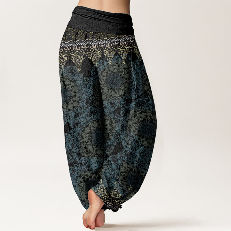 Buddha Stonesコットン三角曼荼羅柄レディース伸縮性ウエストハーレムパンツ - image 18