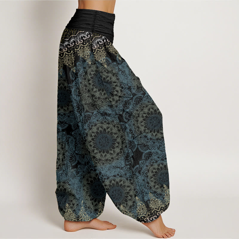Buddha Stonesコットン三角曼荼羅柄レディース伸縮性ウエストハーレムパンツ - image 17