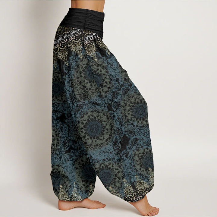Buddha Stonesコットン三角曼荼羅柄レディース伸縮性ウエストハーレムパンツ - image 17