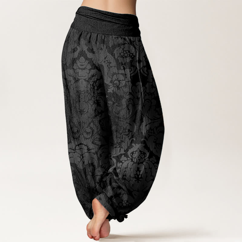 Buddha Stonesコットン カジュアル 花柄 葉っぱデザイン レディース 伸縮性ウエスト ハーレムパンツ - image 6