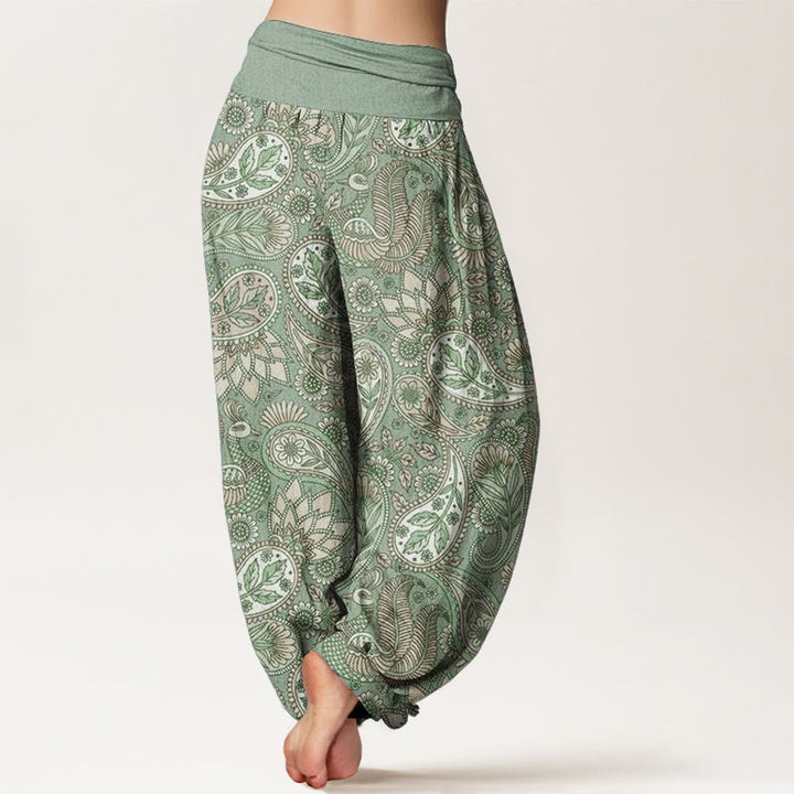 Buddha Stonesコットン カシューフラワー ピーコック サンフラワー デザイン レディース 伸縮性ウエスト ハーレムパンツ - image 6
