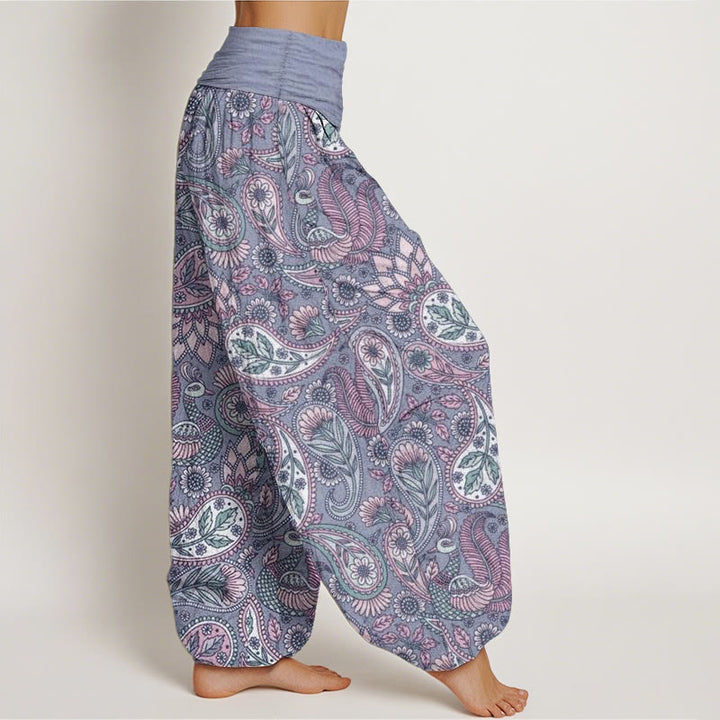 Buddha Stonesコットン カシューフラワー ピーコック サンフラワー デザイン レディース 伸縮性ウエスト ハーレムパンツ - image 8