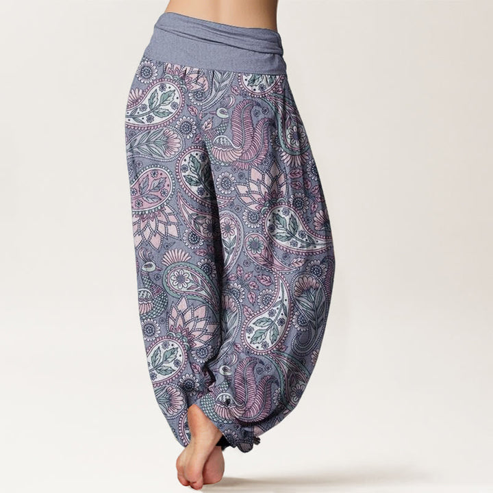 Buddha Stonesコットン カシューフラワー ピーコック サンフラワー デザイン レディース 伸縮性ウエスト ハーレムパンツ - image 9