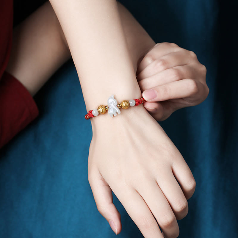 Buddha Stones十二支 翡翠 シルバービーズ 馬年赤紐幸運ブレスレット - image 12