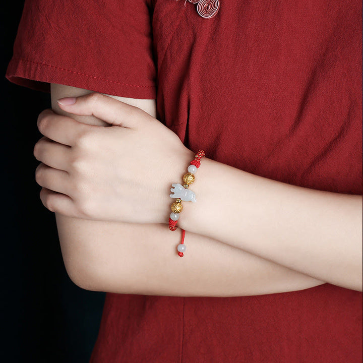 Buddha Stones十二支 翡翠 シルバービーズ 馬年赤紐幸運ブレスレット - image 10