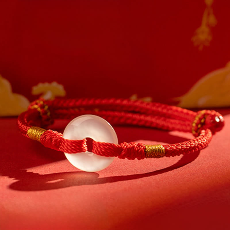 Buddha Stonesホワイトカルセドニー平和のお守りチャーム編み込みコネクションブレスレット - image 1