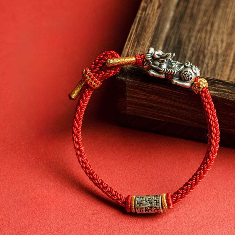 Buddha Stones925 スターリングシルバーPiXiuオーム・マニ・パドメ・フム守護紐ブレスレット - image 3