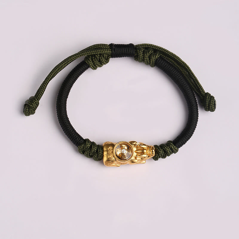 Buddha Stones貂秀 富運 手編みロープブレスレット - 黒緑ロープ（手首周り：14～24cm） - image 9