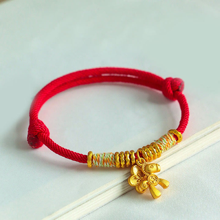 Buddha Stones馬年の花チャーム赤紐のつながり ハンドメイドブレスレット - image 2