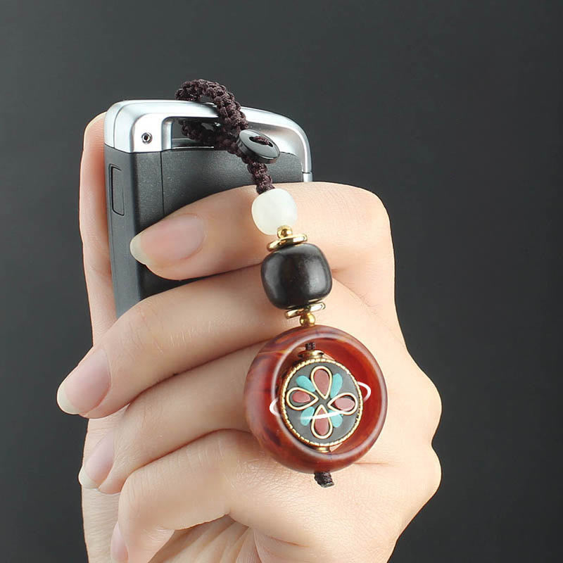 Buddha Stones黒檀四つ葉のクローバー 仏陀の目 平和 回転式キーチェーン - image 10