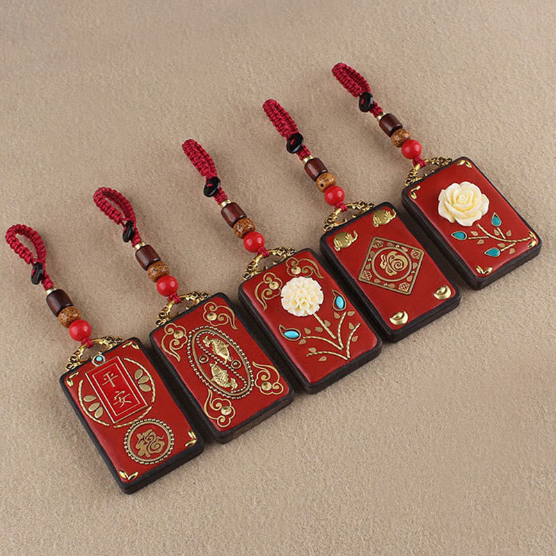 Buddha Stones、黒檀の花、鯉、風のキャラクターボタンロープキーホルダー - image 20