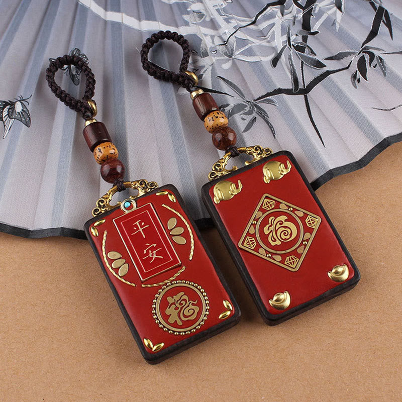 Buddha Stones、黒檀の花、鯉、風のキャラクターボタンロープキーホルダー - image 10