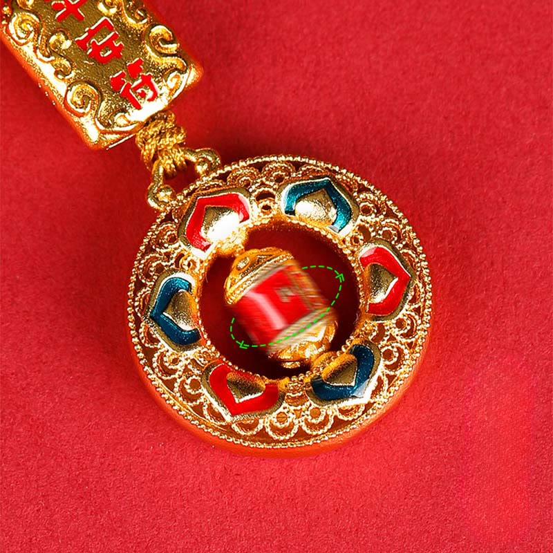 Buddha Stones銅製祈祷ホイール五方向 富の神 バランス 回転式キーチェーン - image 7