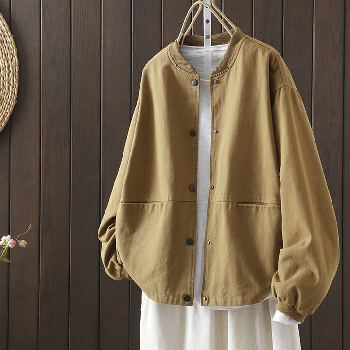 Buddha Stones秋冬 ボタンダウン レディース コットン 長袖 アウタージャケット ポケット付き - ペールゴールデンロッド - US14、 UK/AU18、 EU46 (2XL) - image 19