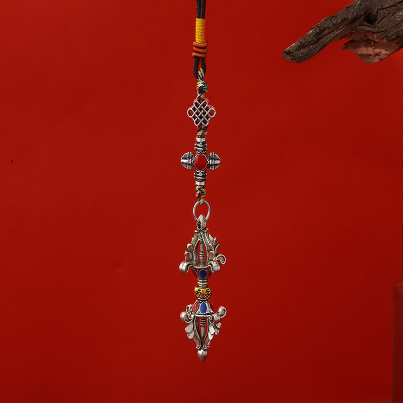 Buddha Stones金剛杵 悟りのロープ キーチェーン - アンティークシルバー - image 5