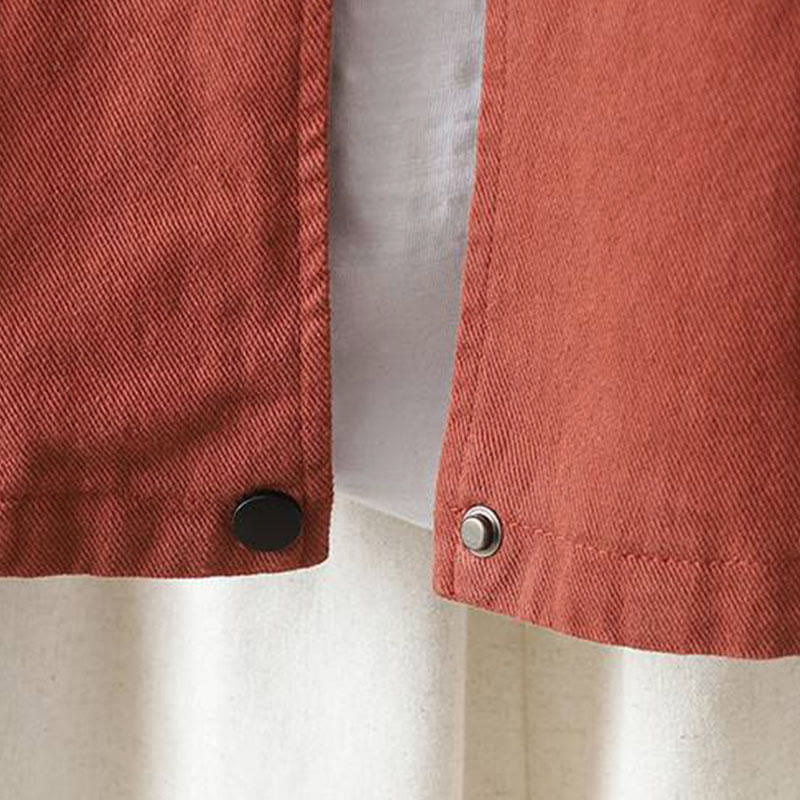 Buddha Stones秋冬 ボタンダウン レディース コットン 長袖 アウタージャケット ポケット付き - image 4