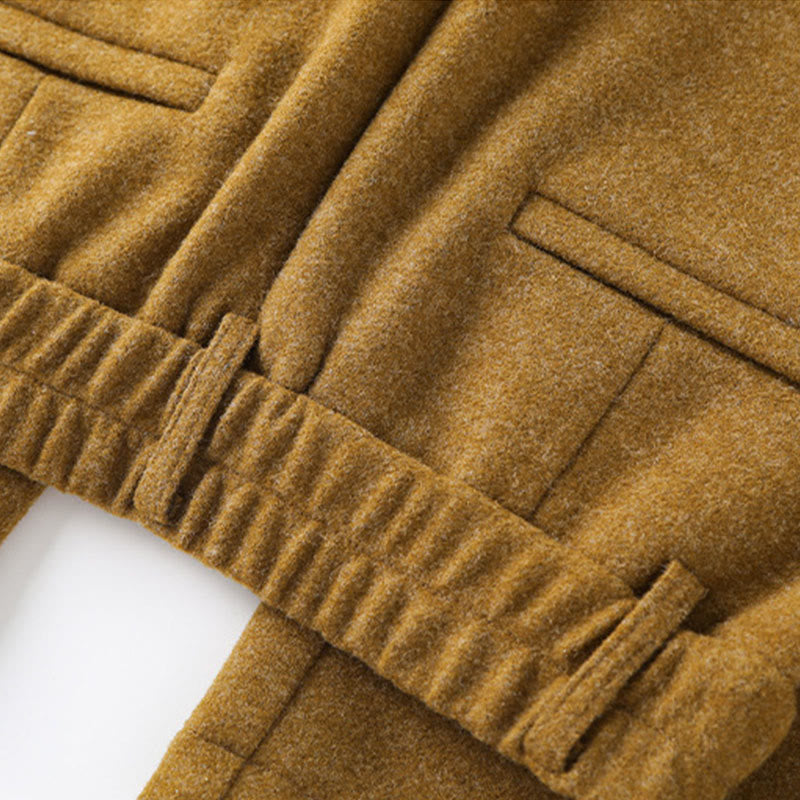 Buddha Stonesプレーンボタンコットン厚手ウールレディースワイドレッグパンツ（ポケット付き） - image 9