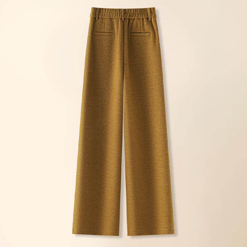 Buddha Stonesプレーンボタンコットン厚手ウールレディースワイドレッグパンツ（ポケット付き） - image 6