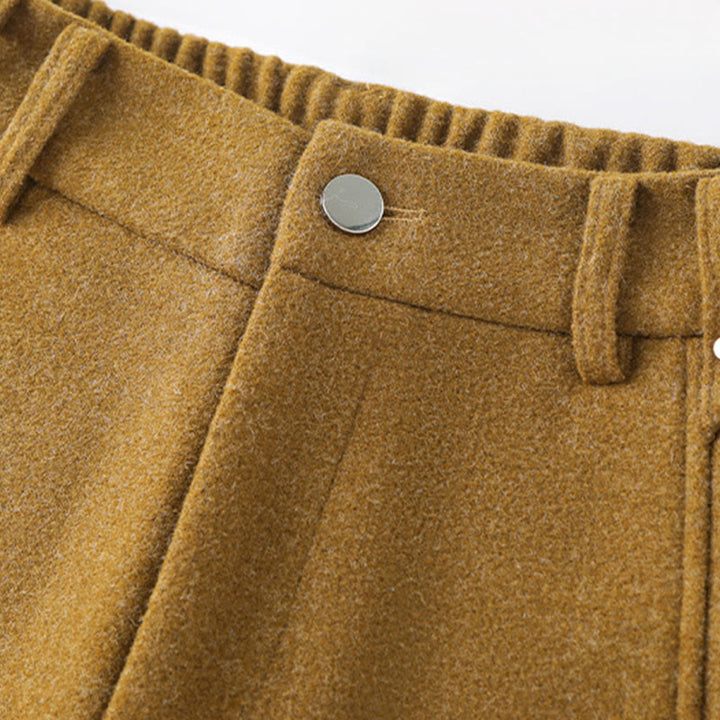 Buddha Stonesプレーンボタンコットン厚手ウールレディースワイドレッグパンツ（ポケット付き） - image 10