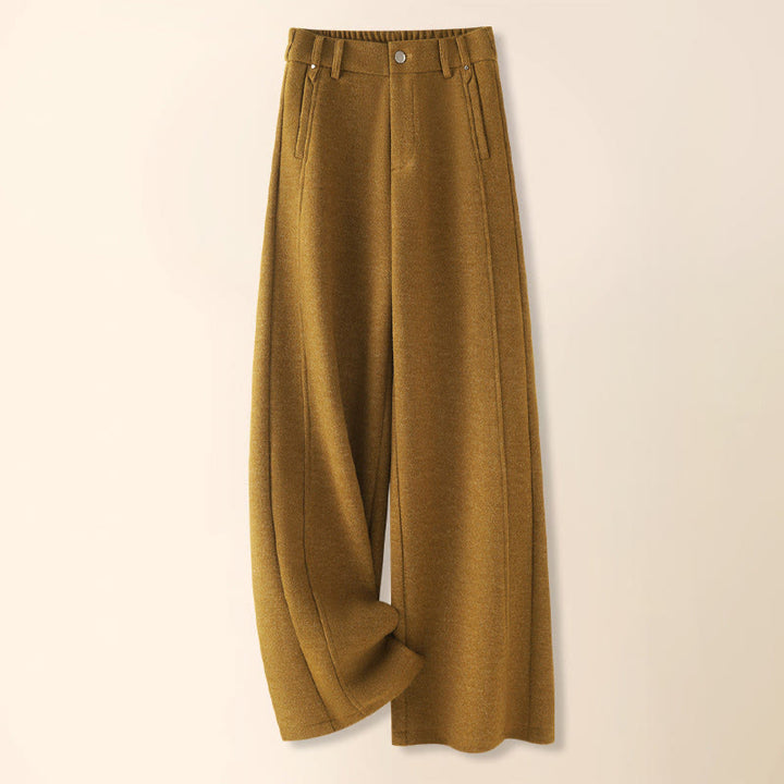 Buddha Stonesプレーンボタンコットン厚手ウールレディースワイドレッグパンツ（ポケット付き） - ゴールデンロッド - US12、 UK/AU16、 EU44 (3XL) - image 5