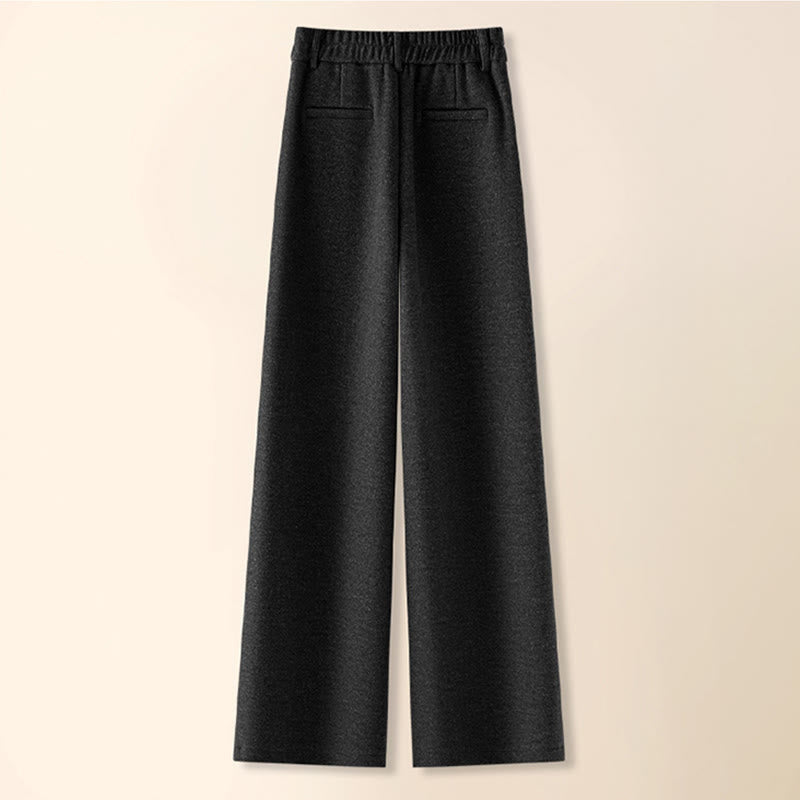 Buddha Stonesプレーンボタンコットン厚手ウールレディースワイドレッグパンツ（ポケット付き） - image 13