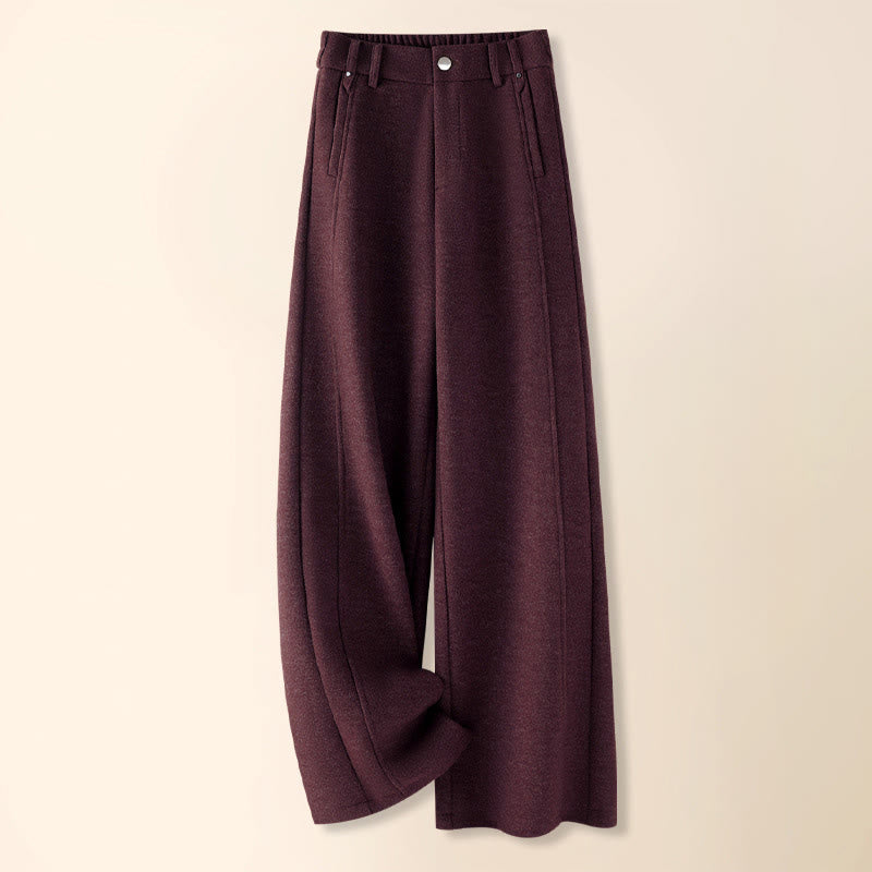 Buddha Stonesプレーンボタンコットン厚手ウールレディースワイドレッグパンツ（ポケット付き） - 紫 - US12、 UK/AU16、 EU44 (3XL) - image 14