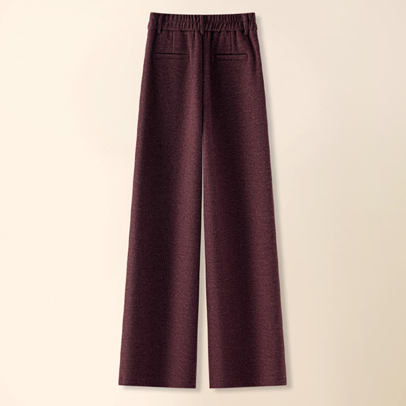 Buddha Stonesプレーンボタンコットン厚手ウールレディースワイドレッグパンツ（ポケット付き） - image 15