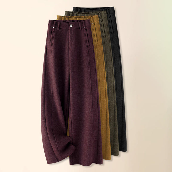 Buddha Stonesプレーンボタンコットン厚手ウールレディースワイドレッグパンツ（ポケット付き） - image 16