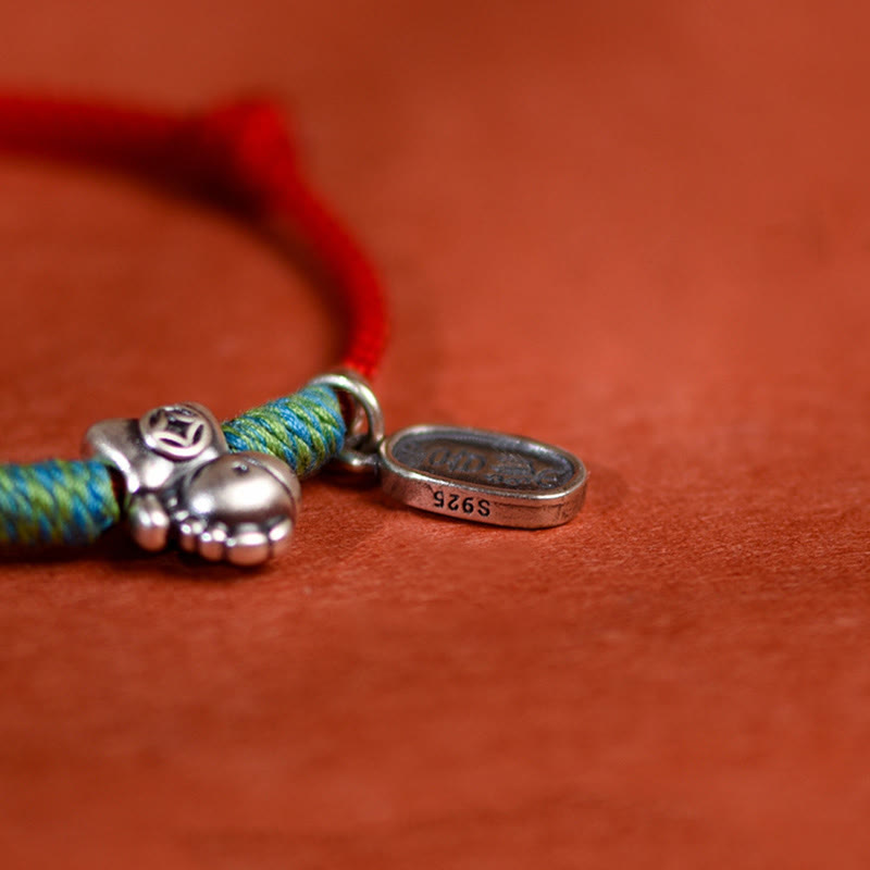 Buddha Stones999スターリングシルバー 馬年 925スターリングシルバー 平和と喜びのチャームストリング 編み込み幸運ブレスレットアンクレット - image 8