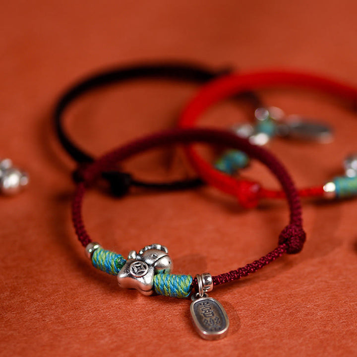 Buddha Stones999スターリングシルバー 馬年 925スターリングシルバー 平和と喜びのチャームストリング 編み込み幸運ブレスレットアンクレット - image 18