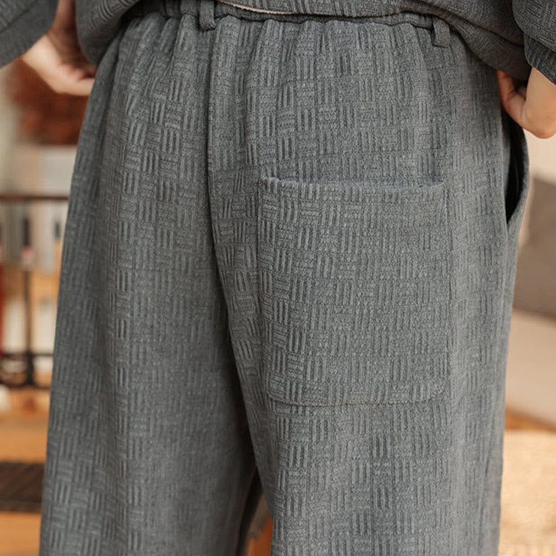 Buddha Stones 2点セット 冬用 無地 メンズ 唐装 カエルボタン コットン 長袖 ジャケット パンツ セット ポケット付き - image 15