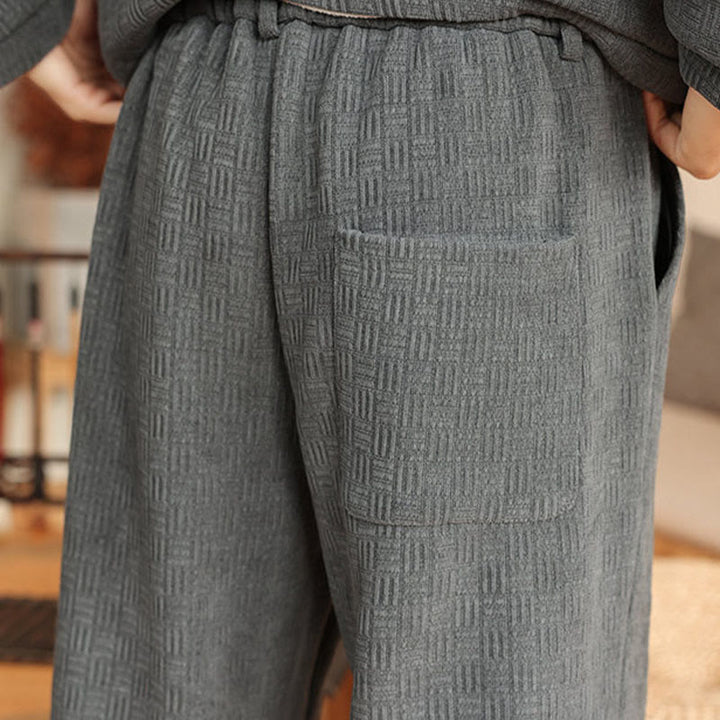 Buddha Stones 2点セット 冬用 無地 メンズ 唐装 カエルボタン コットン 長袖 ジャケット パンツ セット ポケット付き - image 15