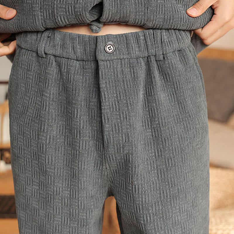 Buddha Stones 2点セット 冬用 無地 メンズ 唐装 カエルボタン コットン 長袖 ジャケット パンツ セット ポケット付き - image 13