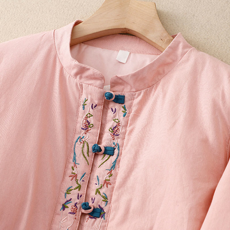 Buddha Stones冬 花刺繍 カエルボタン 長袖 レディース サーマルジャケット - image 9