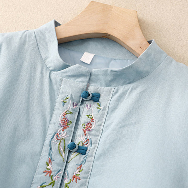 Buddha Stones冬 花刺繍 カエルボタン 長袖 レディース サーマルジャケット - image 2