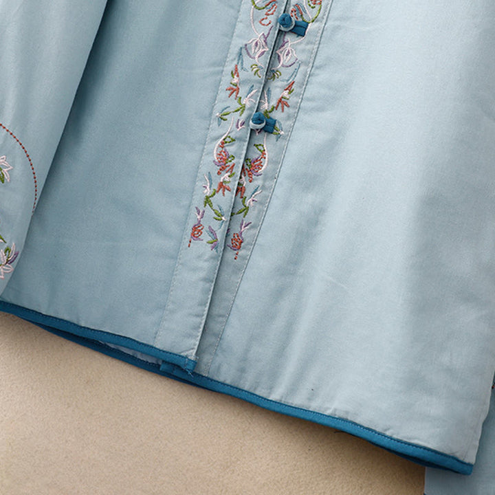 Buddha Stones冬 花刺繍 カエルボタン 長袖 レディース サーマルジャケット - image 4