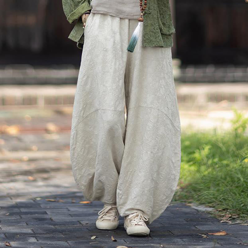 Buddha Stones秋 ジャカード レディース フロッグボタン 長袖シャツ パンツ コットンリネン 衣類 - ベージュパンツ - US4-6、 UK/AU8-10、 EU36-38 (F) - image 29