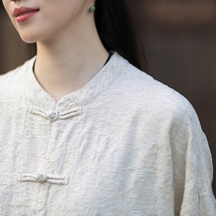 Buddha Stones秋 ジャカード レディース フロッグボタン 長袖シャツ パンツ コットンリネン 衣類 - image 27