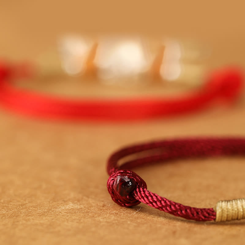 Buddha Stones 999スターリングシルバーPiXiuチャーム ピーチウッドビーズ ハンドメイドストリング編み込み幸運ブレスレットアンクレット - image 21