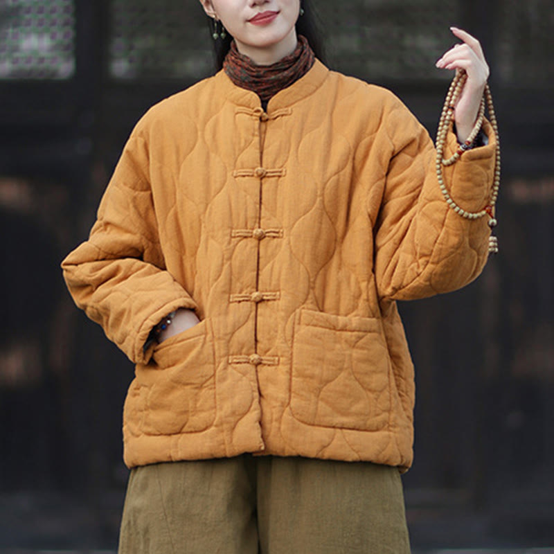 Buddha Stones冬用 カーブライン カエルボタン ラミーコットン 長袖 レディース サーマルジャケット ポケット付き - image 10